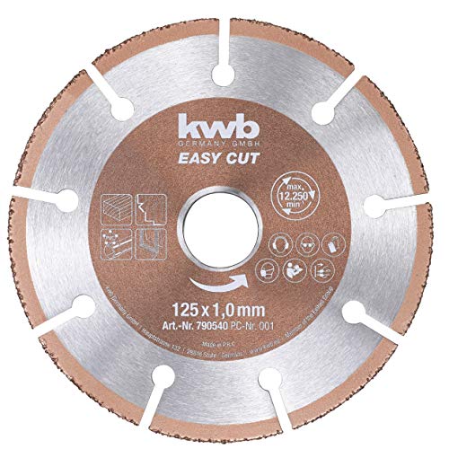 kwb Easy-Cut universal Hartmetall Trennscheibe 125 mm x 1 mm, Flex-Scheibe f. div. Materialien, Bohrung 22,23 mm, 125mm von kwb