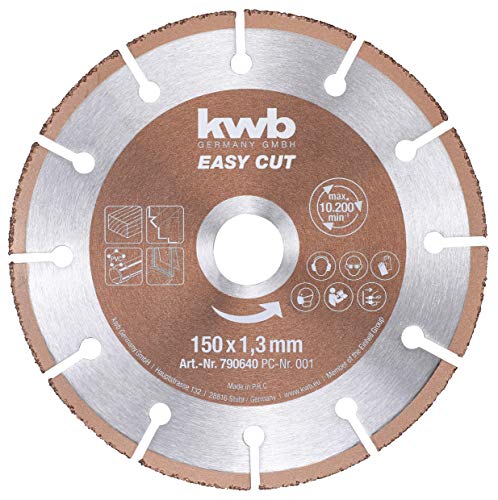 kwb Easy-Cut universal Hartmetall Trennscheibe 150 mm x 1,3 mm, Flex-Scheibe f. div. Materialien, Bohrung 22,23 mm, 150mm von kwb