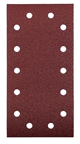 kwb Schleifstreifen 115x230 mm aus Edelkorund mit Körnung 80, werkzeugloser Wechsel, Vollkunstharz-Verleimung und verstärktem Papierträger für den groben Schliff von Holz und Metall von kwb