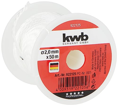kwb Maurer-Schnur 50 Meter, weiß, Richtschnur für Pflaster-und Maurerarbeiten 2 mm, Lotschnur für div. Anwendungen, m x von kwb