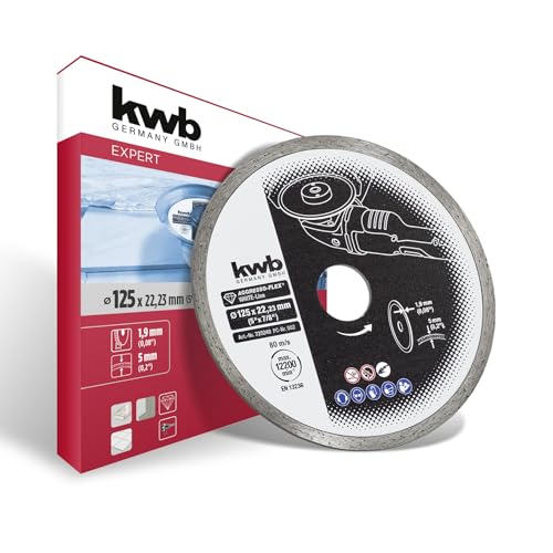 kwb AGGRESSO-FLEX® White-Line Diamanttrennscheibe ø 125 mm mit geschlossenem Turborand, hohe Lebensdauer, gesintert, mit 22,23 mm Bohrung von kwb