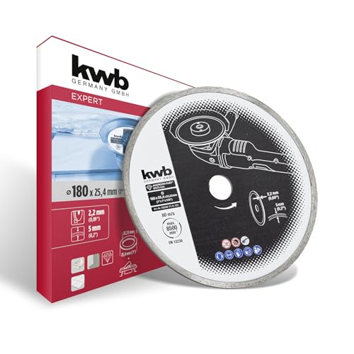 kwb AGGRESSO-FLEX® White-Line Diamanttrennscheibe ø 180 mm mit geschlossenem Turborand, hohe Lebensdauer, gesintert, mit 25,4 mm Bohrung von kwb