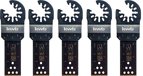 kwb AKKU-TOP Universal Tauchsägeblatt-Set – 5 x Multitool Säge-Blatt, 22 mm, für alle handelsüblichen Maschinen von kwb