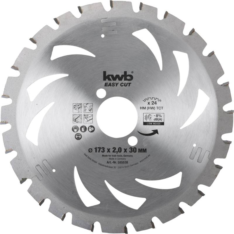 kwb Akku Top Easy Cut Kreissägeblatt 173 x 30 mm 24 Zähne universell von kwb