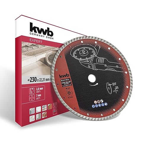 kwb CUT-FIX® Red-Line Diamanttrennscheibe ø 230 mm, mit gesintertem Turborand, 9 Nebenlöcher, hohe Lebensdauer, 22,23 mm Bohrung von kwb