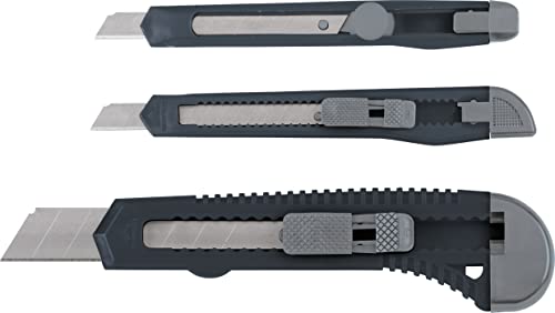 KWB 3x Cuttermesser-Set 9 + 18 mm ( Feststellfunktion, für Abbrechklingen), Mehrzweckmesser von kwb