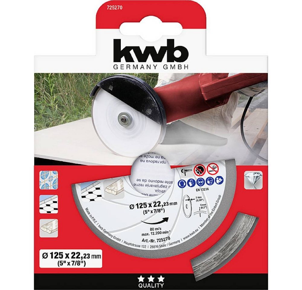 kwb Diamanttrennscheibe SILVER-Line Diamant-Trennscheiben für Fliesen und Keramik 725270 von kwb