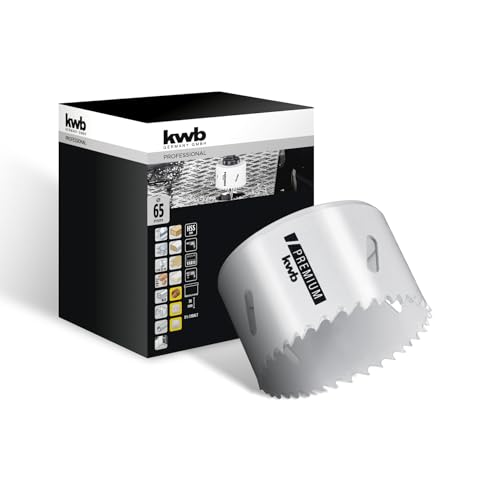 kwb HSS Bi-Metall-Lochsäge Ø 65 mm, 8% kobaltlegiert mit progressiver Vario-Zahnung und hoher Präzision für den vielseitigen Einsatz von kwb