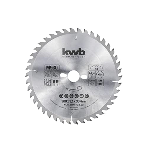 kwb Kreissägeblatt 300 x 30 mm, schneller Schnitt, mittlere Güte, Sägeblatt geeignet für Weich- und Hartholz, Tischlerplatten und Spanplatten von kwb