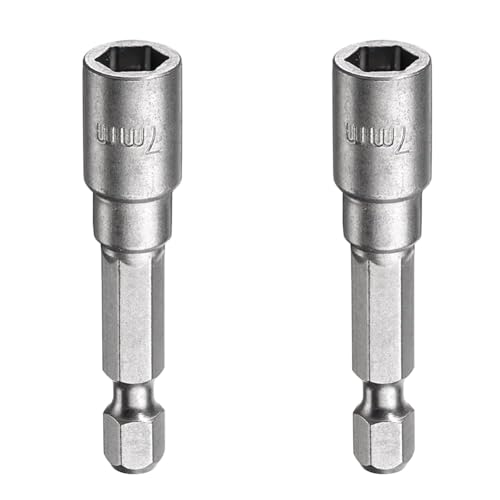 kwb Magnetische 7 mm Bit-Stecknuss Professional aus TQ 60-Stahl (Antrieb: 1/4 Zoll EQ 6.3 Sechskantschaft, ISO 1173, für Außen-Sechskantschrauben (Packung mit 2) von kwb