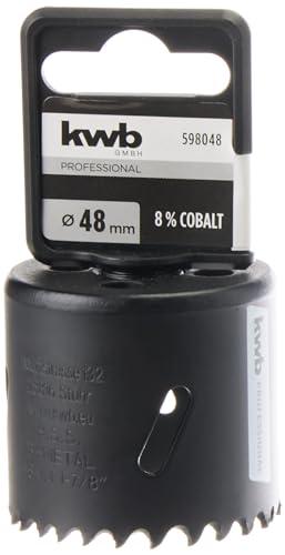 kwb HSS Bi-Metall-Lochsäge Ø 48 mm, 8% kobaltlegiert mit progressiver Vario-Zahnung und hoher Präzision für den vielseitigen Einsatz von kwb