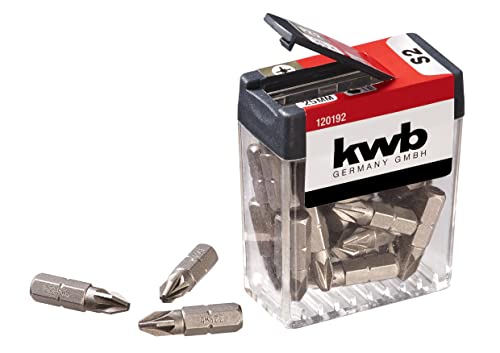 kwb Bitset - 25 x Bits PZ2 Spender-Box (25 mm Schraubendreher Bitsset, C 6.3, ISO 1173 Vorteilspack) von kwb