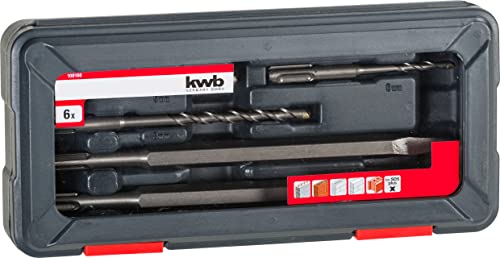 kwb PowerBox Hammerbohrer-Satz und Meißel-Set – Bohrer-Set mit Flachmeißel und Spitzmeißel, 6-teilig von kwb