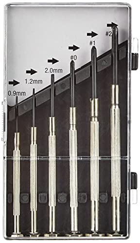 kwb Präzisions-Schraubendreher Schlitz / Flach Set für Fein-Mechanik, Mini-Schraubenzieher f. Uhrenmacher / Feinmechaniker, Werkzeug-Satz in Aufbewahrungs-Box, mit Grip-Oberfläche und Metall-Drehkappe von kwb