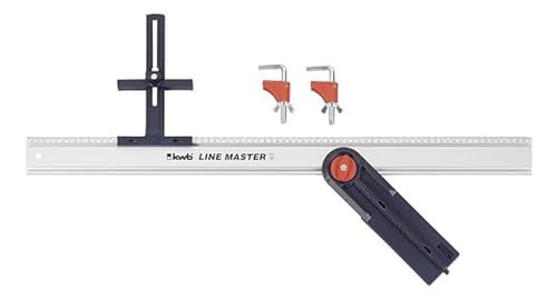 kwb LINE-MASTER Präzisionslineal 800 mm, Vorteils-Set mit Führungsschiene, Sägeführung, Winkelanschlag und 2 Spann-Zwingen, für Holz-, Bastel- und Metallarbeiten von kwb