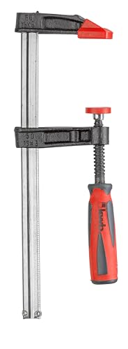 kwb Profi Schraub-Zwinge mit 2-Komponentengriff 50x200, Spann-Weite 200 mm, Spanntiefe 50 mm, Spannbacken aus Temperguss-Stahl, Schraubzwenge mit Hohlprofilschiene von kwb