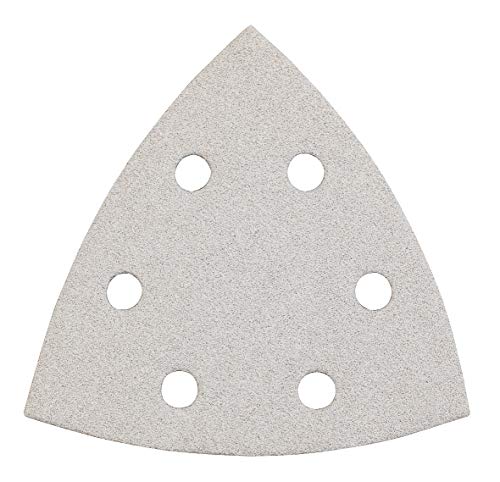 kwb Schleifdreiecke 93 mm aus Korund mit Stearat-Beschichtung, Körnung 60, werkzeuglosem Wechsel, Vollkunstharz-Verleimung und verstärktem Papierträger für den groben Schliff von Holz und Lack von kwb