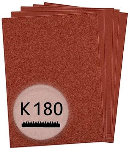 kwb Schleifpapierbogen 230x280 mm aus Korund mit Körnung 180, guter Verleimung und robustem Papierträger für den mittelfeinen Schliff von Holz und Metall von kwb