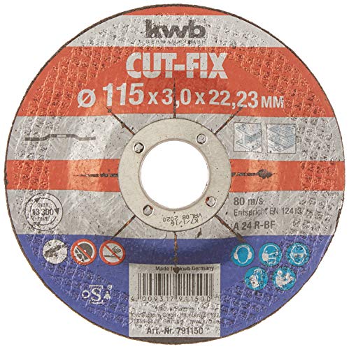 kwb Trennscheibe Cut-Fix 791150 (115 x 22, gekröpft, 3.0 mm dick, für Metall und Stahl, für Winkelschleifer) von kwb