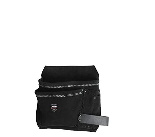 kwb Werkzeug-Gürteltasche aus robustem Rindsspaltleder - Praktischer Werkzeughalter mit großen und kleinen Taschen - Doppelte Nahtreihe mit Nieten für zusätzliche Sicherheit von kwb
