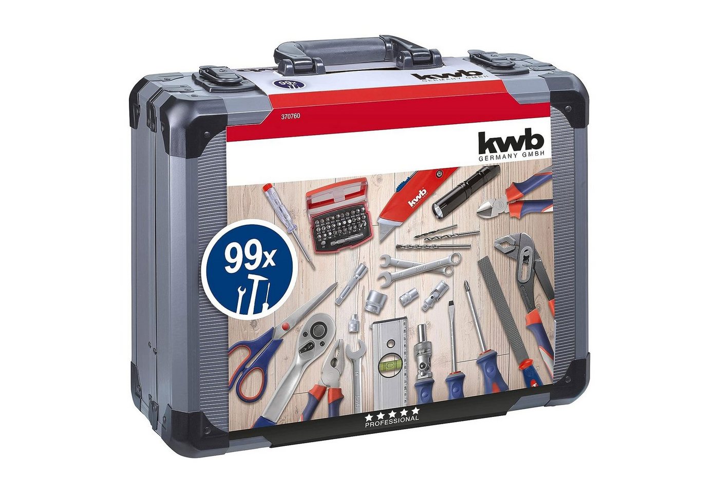 kwb Werkzeugset Werkzeug Koffer inkl. 99-tlg. hochwertigem Werkzeug-Set, gefüllt, (Set) von kwb