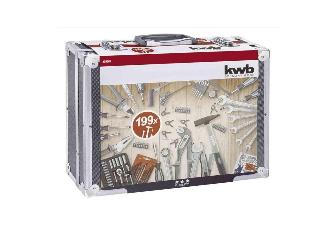 kwb Werkzeugset Werkzeug-Koffer inkl. Werkzeug-Set, 199-teilig, gefüllt, robust und von kwb