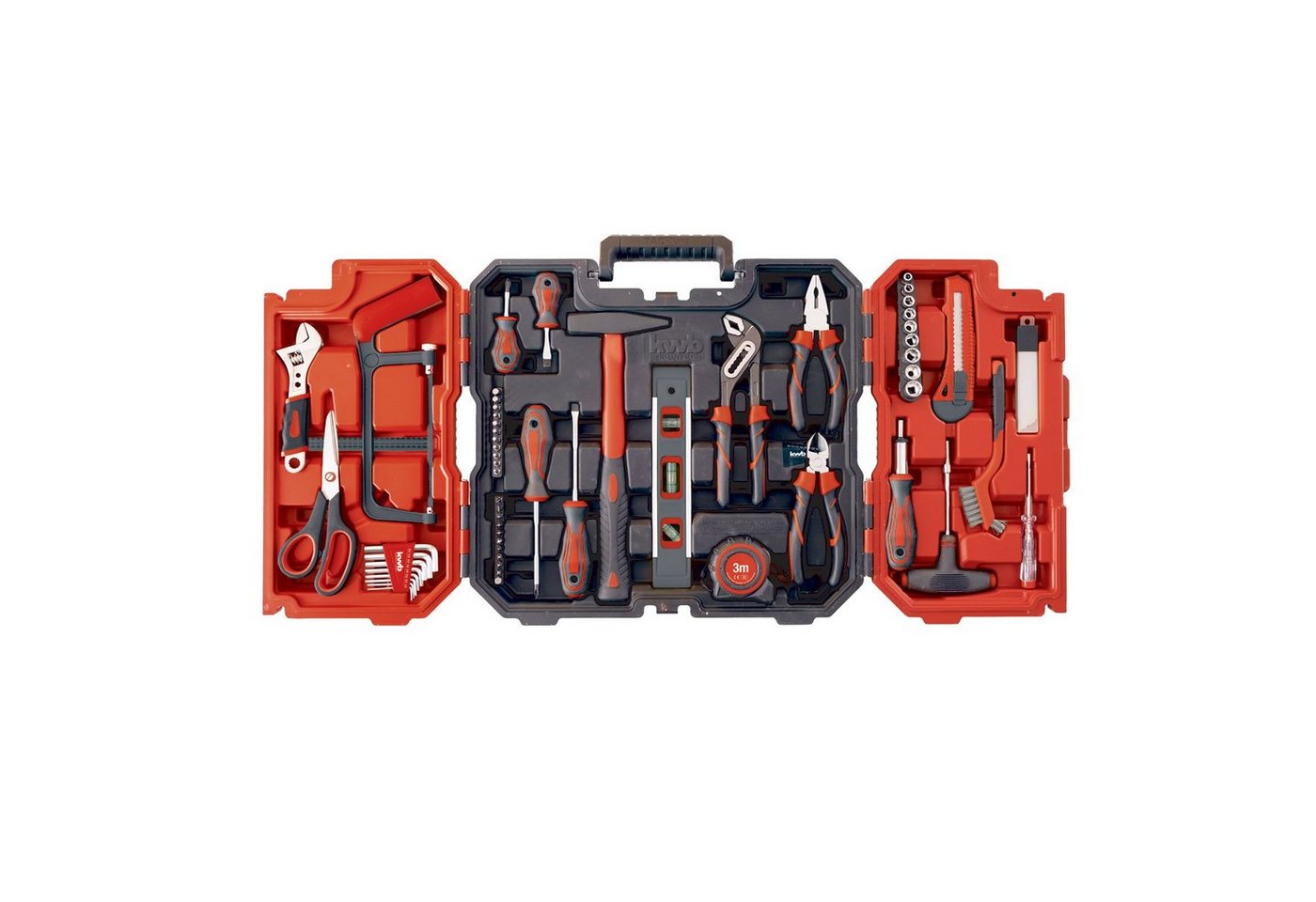 kwb Werkzeugset kwb Werkzeug-Koffer inkl. Werkzeug-Set, 70-teilig, gefüllt, robust, (Set) von kwb
