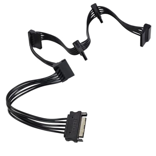 kwinfei 15 Pin Kabel Power Splitter 1 auf 5 Adapterkabel, Stecker auf 5x Buchse SATA Kabel, HDD SSD Power Verlängerungskabel für Festplatte, optisches Laufwerk, SATA Geräte, 18AWG verzinntes Kupfer von kwinfei