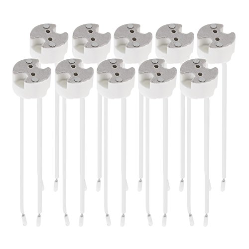 kwmobile 10x GU5.3 Fassung mit 12V Kabel - MR16 Bauform - 0,5mm² Kabeldurchmesser - Keramik Sockel - GU 5.3 Fassungen Set Halogen und LED Leuchtmittel von kwmobile