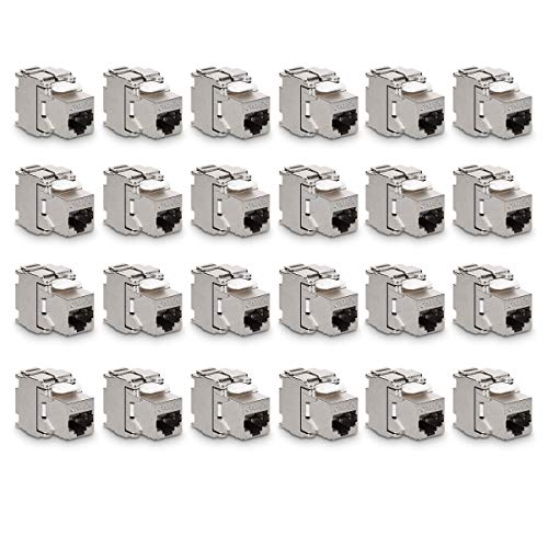 kwmobile 24x Keystone Modul für CAT 6A Kabel - 10 Gbit/s geschirmt Metall Gehäuse Schnappverschluss - werkzeugfreier Anschluss an Modular Patchpanel von kwmobile