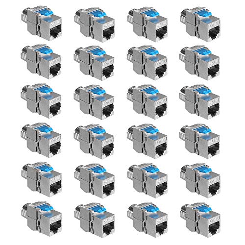 kwmobile 24x Keystone Modul für CAT 8 Kabel - 40 Gbit/s geschirmt Metall Gehäuse Schnappverschluss - werkzeugfreier Anschluss an Modular Patchpanel von kwmobile