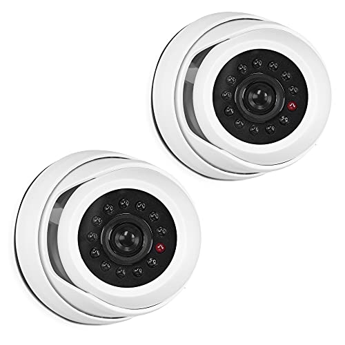 kwmobile 2X Dummy Kamera für Deckenunterbau - mit LED Licht - Dome Überwachungskamera Attrappe Set - täuschend echte Fake Security Camera in Weiß von kwmobile