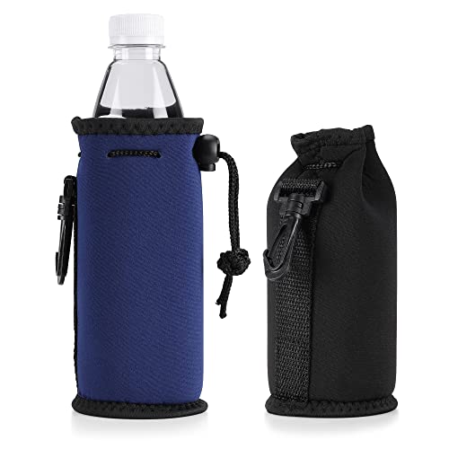 kwmobile 2x 330-500ml Flasche Flaschenkühler Flaschenträger - für Bier Limo Wasser - aus isoliertem Neopren Schwarz Blau von kwmobile