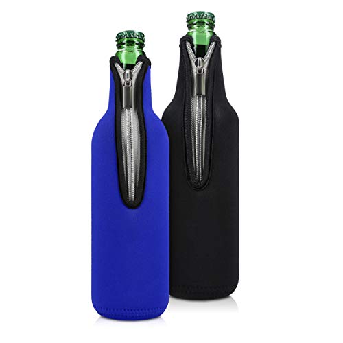 kwmobile 2X 330-500ml Flasche Flaschenkühler - für Bier und andere Getränke - aus isoliertem Neopren - Kühler in Schwarz Blau von kwmobile