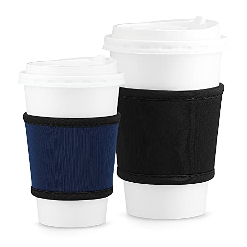 kwmobile 2x Kaffeebecher Sleeve - Neopren Hitzeschutz Manschette für Kaffee to go Becher - für 200 bis 700 ml Trinkbecher - Schwarz Dunkelblau von kwmobile