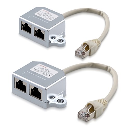 kwmobile 2X Netzwerkkabel Splitter Anschlussverdoppler - Netzwerk LAN Anschluss Verteiler - T-Adapter LAN-Kabel - RJ45 Stecker auf 2X RJ45 Ethernet von kwmobile