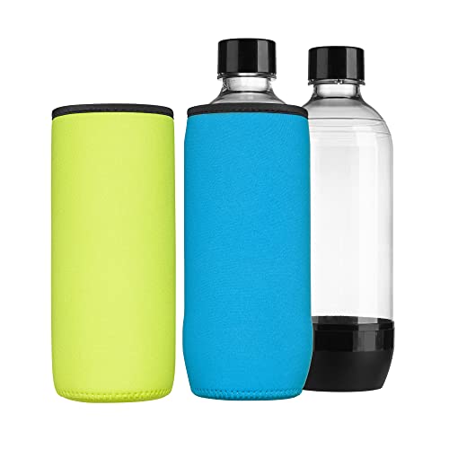 kwmobile 2X Schutzhülle kompatibel mit SodaStream Glasflasche - Neopren Hülle - Flaschen Kühler für Wasser Karaffe in Hellblau Gelb von kwmobile