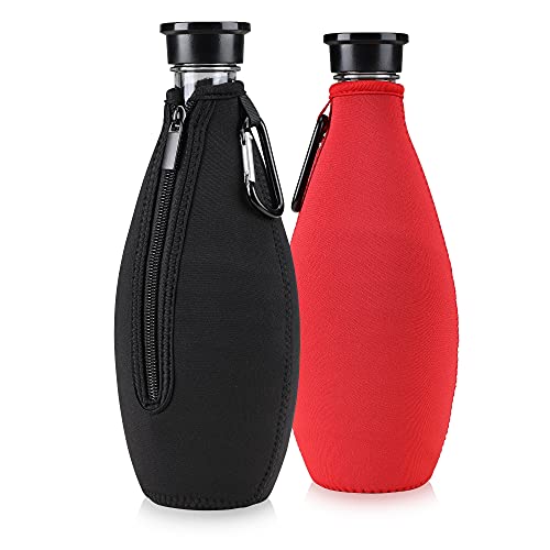 kwmobile 2X Schutzhülle kompatibel mit SodaStream Glasflasche - Neopren Hülle - Flaschen Kühler für Wasser Karaffe in Schwarz Rot von kwmobile
