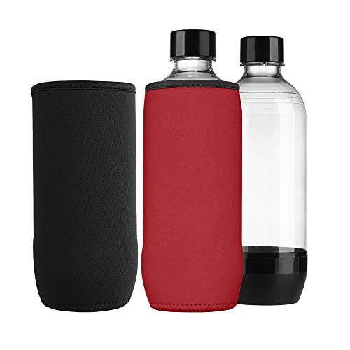 kwmobile 2x Schutzhülle kompatibel mit SodaStream Glasflasche - Neopren Hülle - Flaschen Kühler für Wasser Karaffe in Schwarz Rot von kwmobile