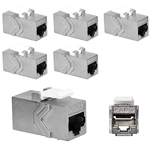 kwmobile 6X Keystone Modul für CAT 6A Kabel - 10 Gbit/s geschirmt Metall Gehäuse Schnappverschluss - Netzwerkkupplung Anschluss - Kabelverlängerung von kwmobile