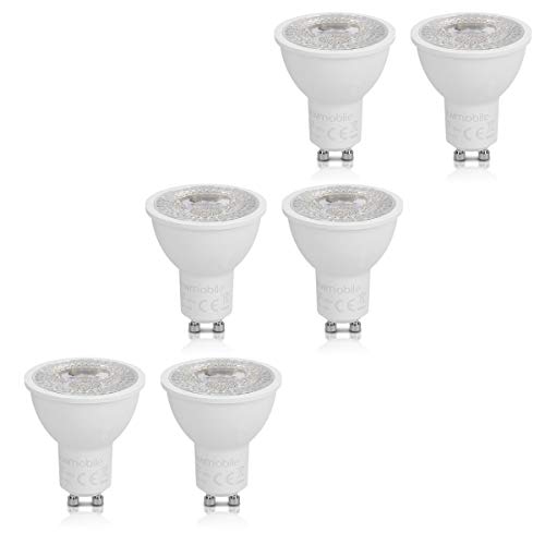 kwmobile 6x LED GU 10 Spots - 525 Lumen 7W 3000K warmweiß 38° Abstrahlwinkel - ersetzt 60W Halogen Lampe - nicht dimmbar - GU10 Spot Set in Weiß von kwmobile