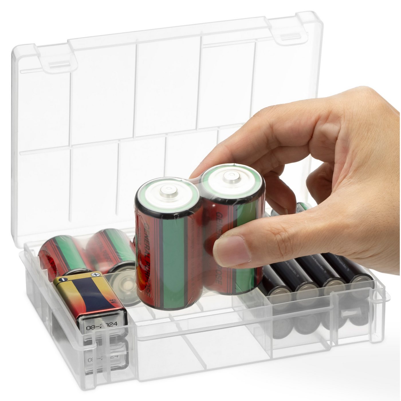 kwmobile Aufbewahrungsbox Batteriebox aus Kunststoff - transparente Aufbewahrungsbox (1 St) von kwmobile