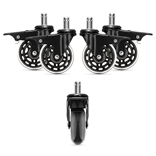 kwmobile Bürostuhl Rollen 5er Set - Hartbodenrollen für Schreibtischstuhl 10x22mm - Stuhlrollen mit Bremsen Bodenschutzrollen - schwarz transparent kwmobile Bürostuhl Rollen 5er Set - Hartbodenrollen für Schreibtischstuhl 10x22mm - Stuhlrollen mit Bremsen Bodenschutzrollen - schwarz transparent von kwmobile