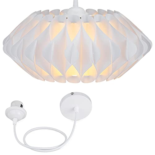 kwmobile DIY Puzzle Lampe Lampenschirm - mit Deckenhalterung E27 Kabel - Kronleuchter Design - 25cm - moderne Hängelampe Pendelleuchte Deckenlampe weiß von kwmobile