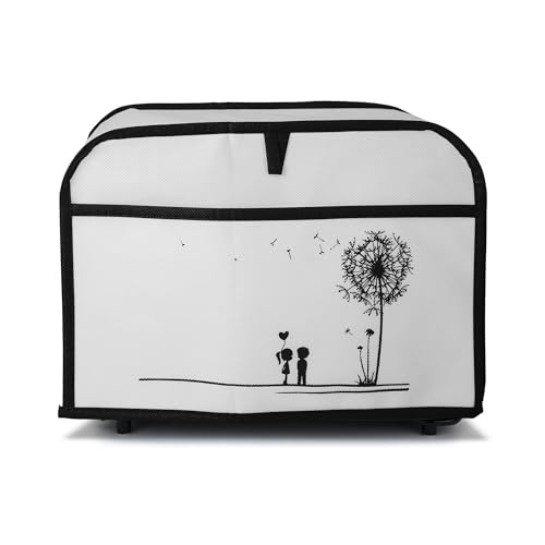 kwmobile Hülle für 2-Scheiben Toaster - Staubschutz Abdeckhaube - Toasterabdeckung in Schwarz Weiß Pusteblume Love - 19 x 20,3 x 28 cm von kwmobile