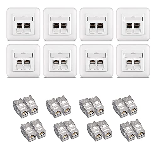 kwmobile Keystone Dose Modul Set - 16x Keystone Modul 8X Netzwerkdose CAT 6A Kabel - 10Gibt/s geschirmt Metall Gehäuse RJ45 Schnappverschluss kwmobile Keystone Dose Modul Set - 16x Keystone Modul 8X Netzwerkdose CAT 6A Kabel - 10Gibt/s geschirmt Metall Gehäuse RJ45 Schnappverschluss von kwmobile