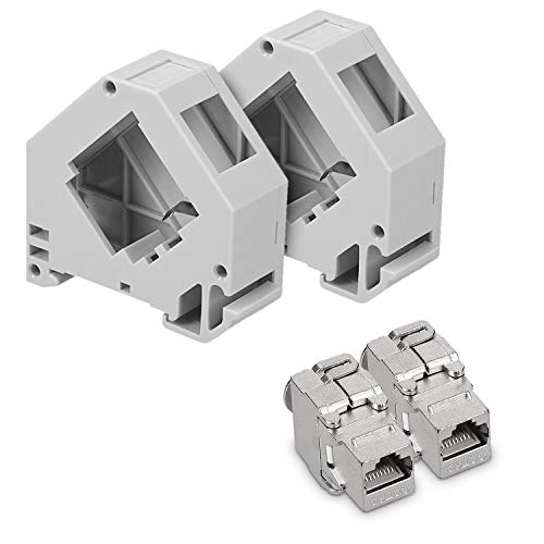 kwmobile Keystone Modul und Hutschienenadapter Set - passt auf genormte Hutschiene - 2X CAT 6A Module 2X Halter - RJ45 Buchse geschirmt - werkzeuglos kwmobile Keystone Modul und Hutschienenadapter Set - passt auf genormte Hutschiene - 2X CAT 6A Module 2X Halter - RJ45 Buchse geschirmt - werkzeuglos von kwmobile