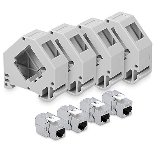 kwmobile Keystone Modul und Hutschienenadapter Set - passt auf genormte Hutschiene - 4X CAT 6A Module 4X Halter - RJ45 Buchse geschirmt - werkzeuglos kwmobile Keystone Modul und Hutschienenadapter Set - passt auf genormte Hutschiene - 4X CAT 6A Module 4X Halter - RJ45 Buchse geschirmt - werkzeuglos von kwmobile