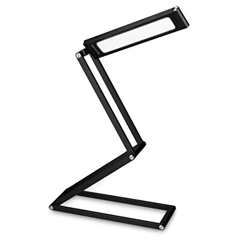 kwmobile LED Aluminium Tischlampe mit Schwenkkopf - Akku Leselampe faltbar mit Micro USB Ladekabel - Alu Schreibtischlampe Faltlampe in Schwarz von kwmobile
