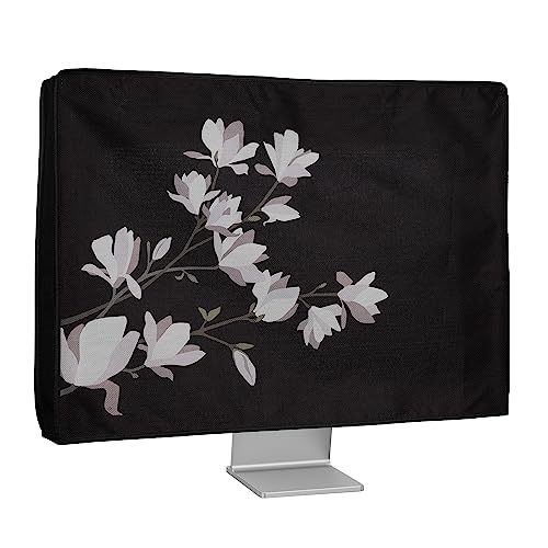 kwmobile Leinen Hülle kompatibel mit 24-26" Monitor - Schutzhülle Staubschutz Abdeckhaube für PC Bildschirm - Computer Screen Cover Staubhaube Haube - Magnolien von kwmobile